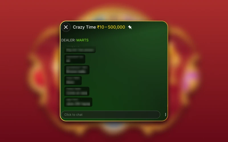 Crazy Time official game has live chat functions.